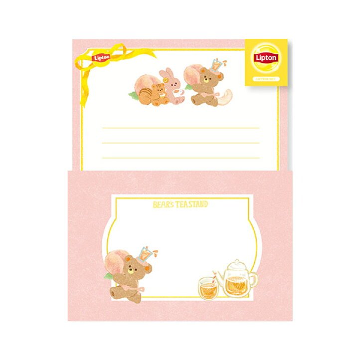 [PEACH] "Lipton Tea: Bear's Tea Stand" Foil Stamp Letter Set - Rosey’s Kawaii Shop
