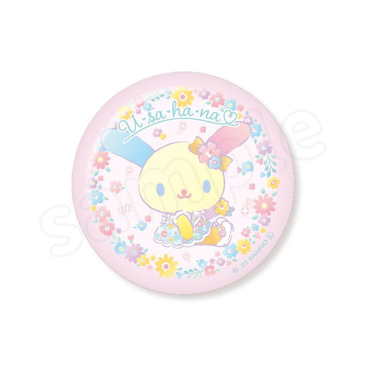 [PINK] "Usahana Fluffy Floral" Can Badge - Rosey’s Kawaii Shop