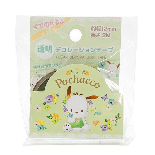 [POCHACCO / FLOWERS] "Sanrio Characters" Clear Masking Tape - Rosey’s Kawaii Shop