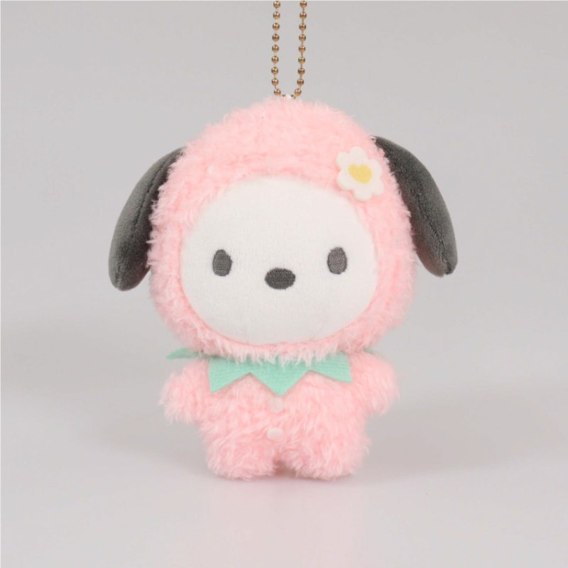 [POCHACCO STRAWBERRY] "Ichigo Shinbun 50th Anniversary x Munyugurumi Patio POPUP STORE" Plush Keychain - Rosey’s Kawaii Shop