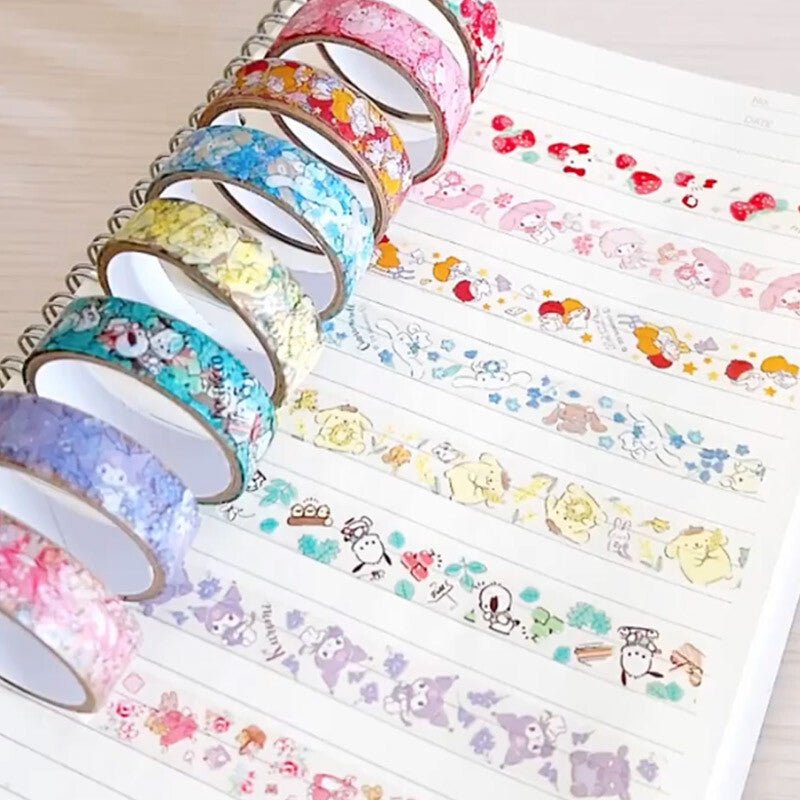[POMPOMPURIN / FLOWERS] "Sanrio Characters" Clear Masking Tape - Rosey’s Kawaii Shop