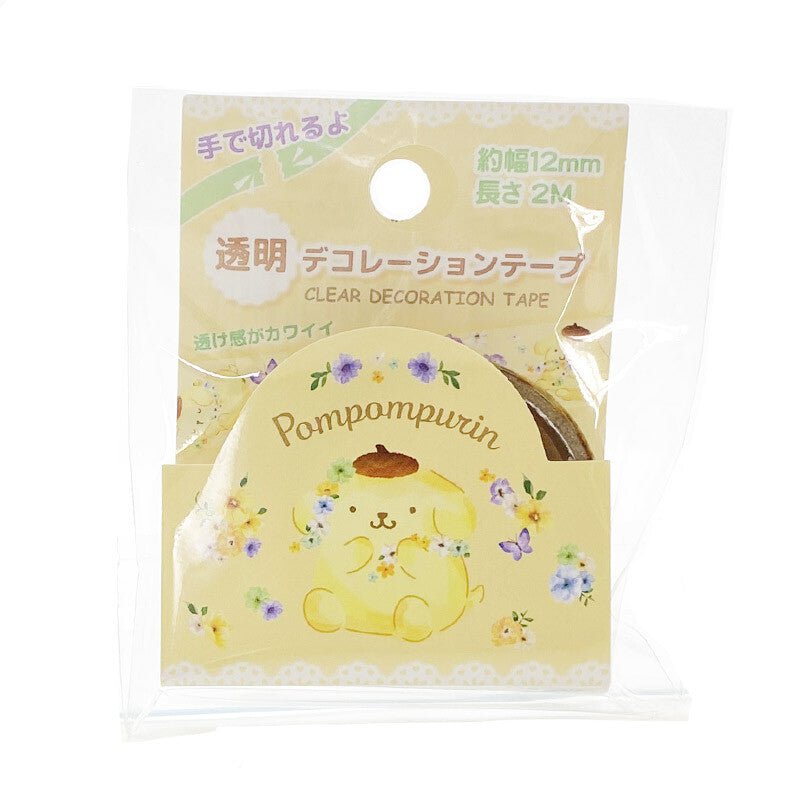 [POMPOMPURIN / FLOWERS] "Sanrio Characters" Clear Masking Tape - Rosey’s Kawaii Shop
