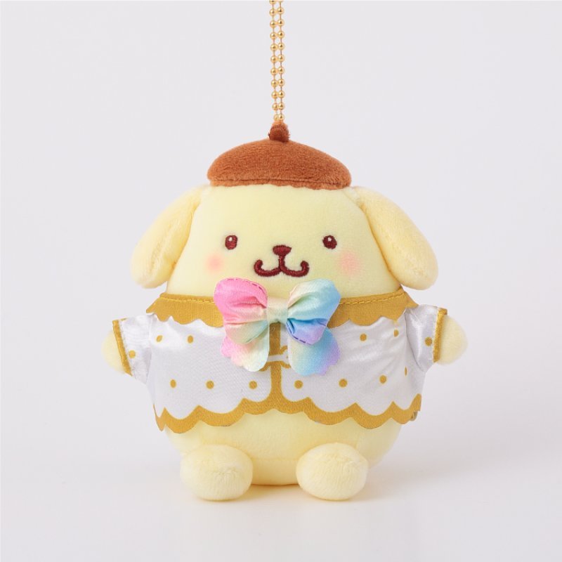 [POMPOMPURIN RAINBOW] "Ichigo Shinbun 50th Anniversary x Munyugurumi Patio POPUP STORE" Plush Keychain - Rosey’s Kawaii Shop