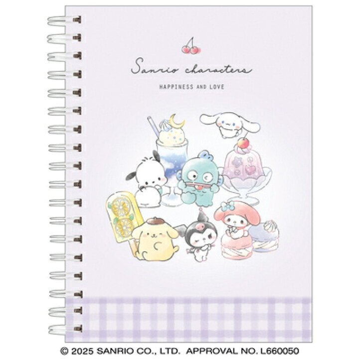 [PURPLE] "Sanrio Chimachima Sweets" A6 Ring Notebook - Rosey’s Kawaii Shop