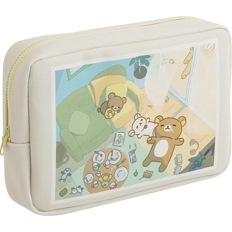 "Rilakkuma Stay With Me" Rectangle Canvas Pouch - Rosey’s Kawaii Shop