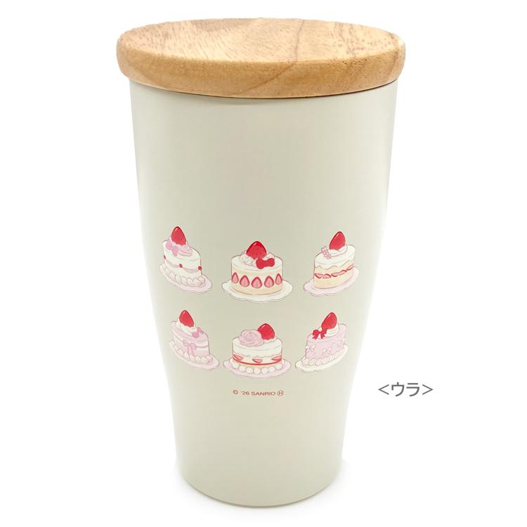[WHITE] "Sanrio Sweet Cakes" Stainless Steel Tumbler with Wooden Lid