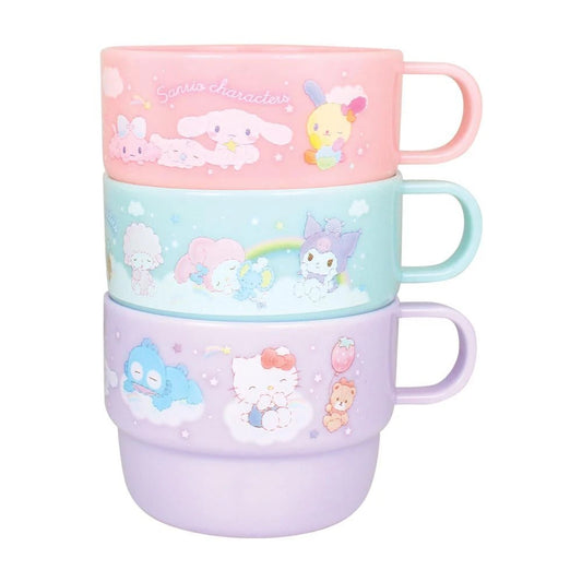 [PURPLE] "Sanrio Fluffy Sky" Plastic Cup 3 Piece Set