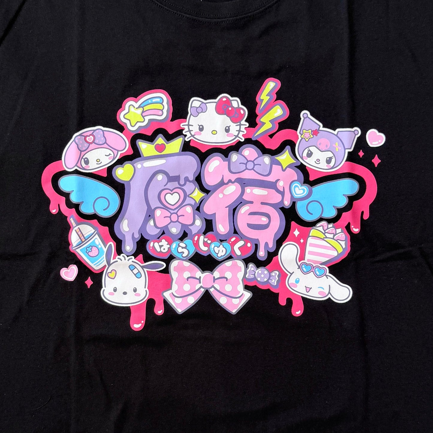 [BLACK / LARGE] LIMITED "Sanrio Harajuku Store" Cotton T-shirt