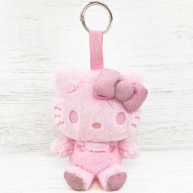 [PINK] "Hello Kitty Fuwafuwa Glitter" Plush Keychain