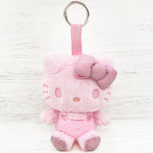 [PINK] "Hello Kitty Fuwafuwa Glitter" Plush Keychain