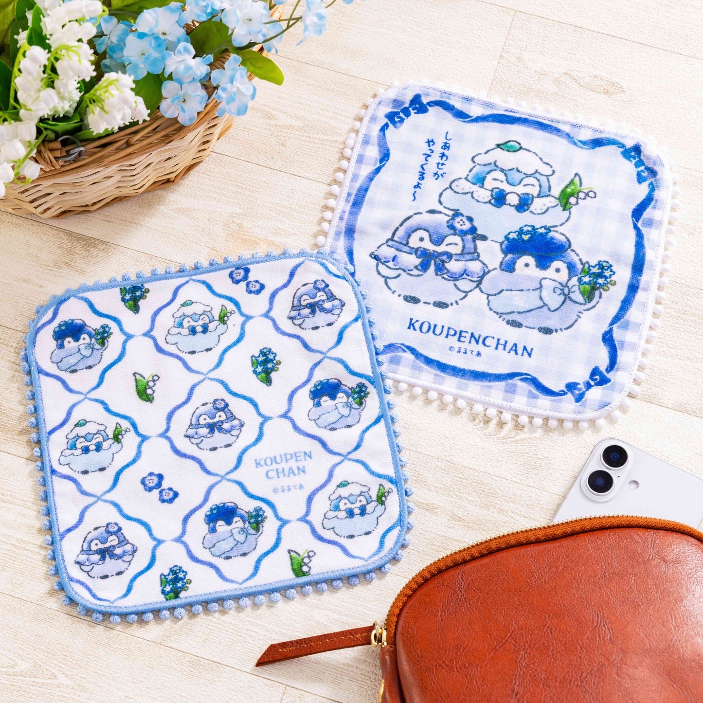 [GINGHAM] "Koupenchan Sky Blue Bouquet" Hand Towel