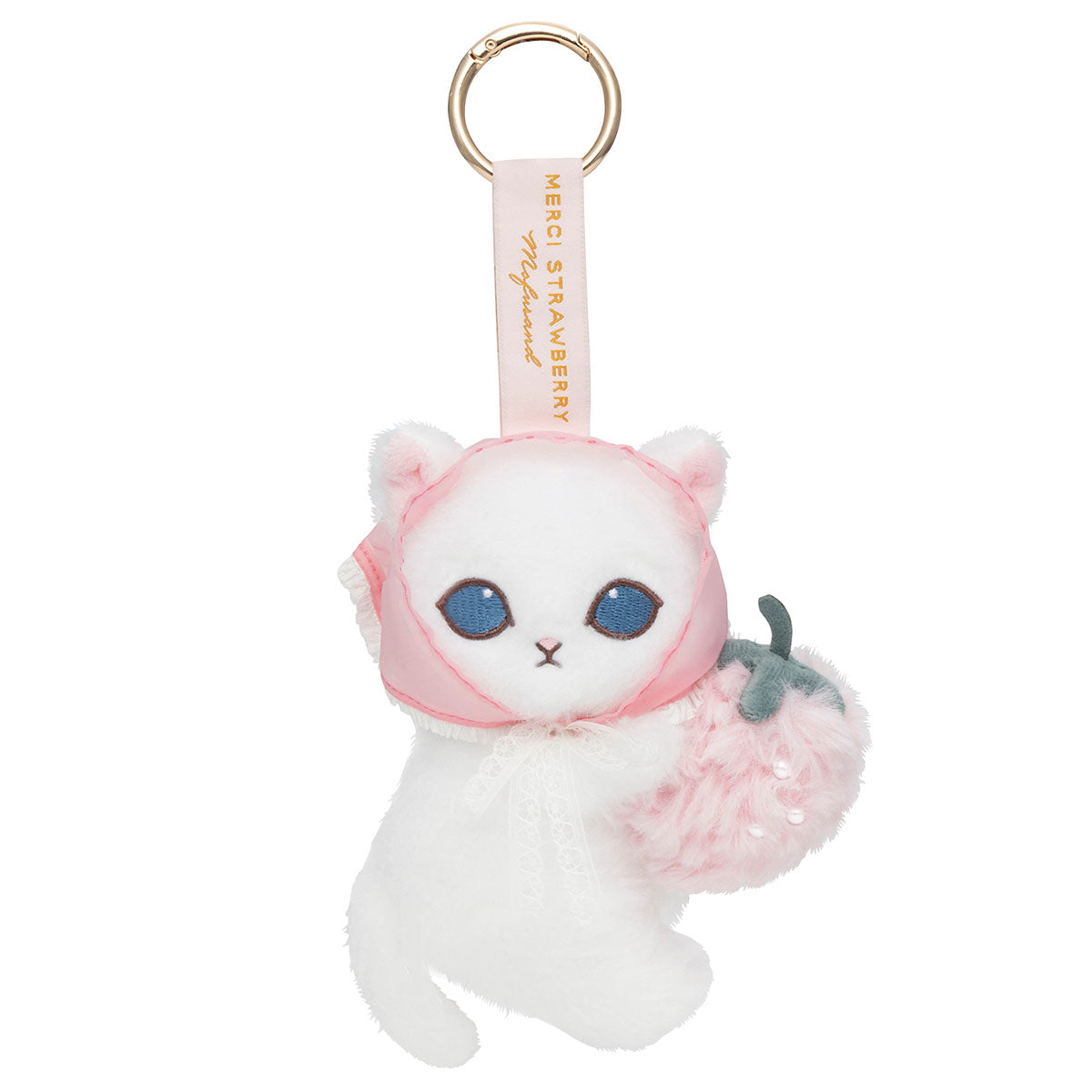 [PINK] "Mofusand MERCI STRAWBERRY" Plush Keychain