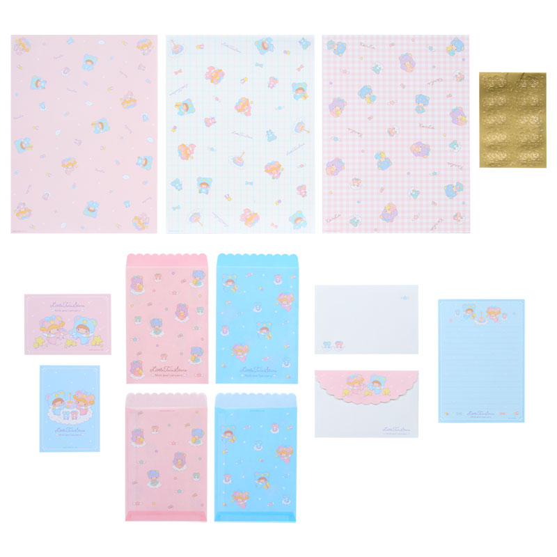 "Little Twin Stars 50th Anniversary Starry Sky Angel" Paper & Envelope Set