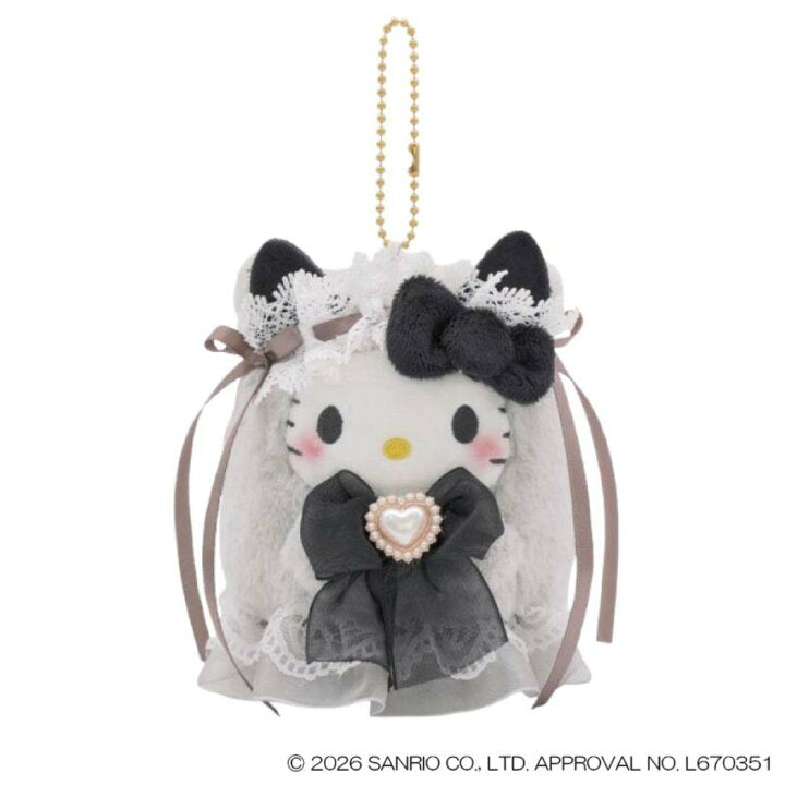 [HELLO KITTY / BLACK] "Sanrio Lolita Ghost" Plush Keychain