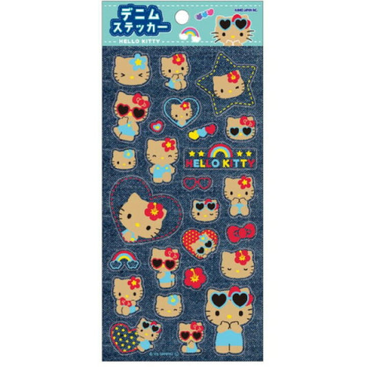 [HELLO KITTY SUNTAN] "Sanrio Denim" Sticker Sheet