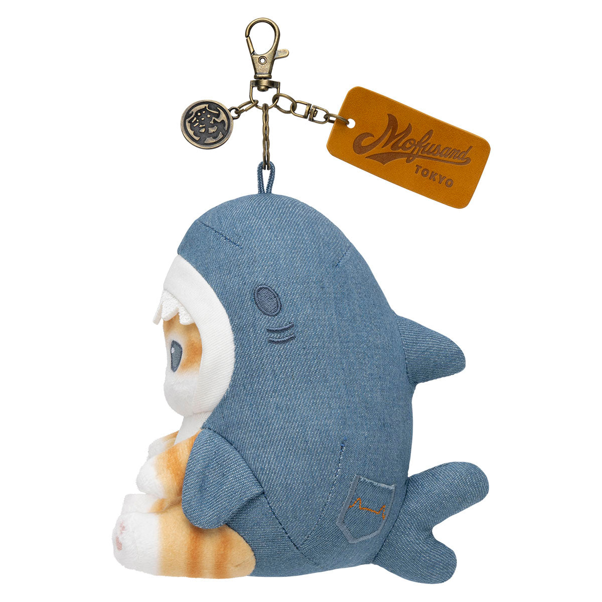 [BLUE WASH] "Mofusand BOARD SHARK!" Denim Plush Keychain
