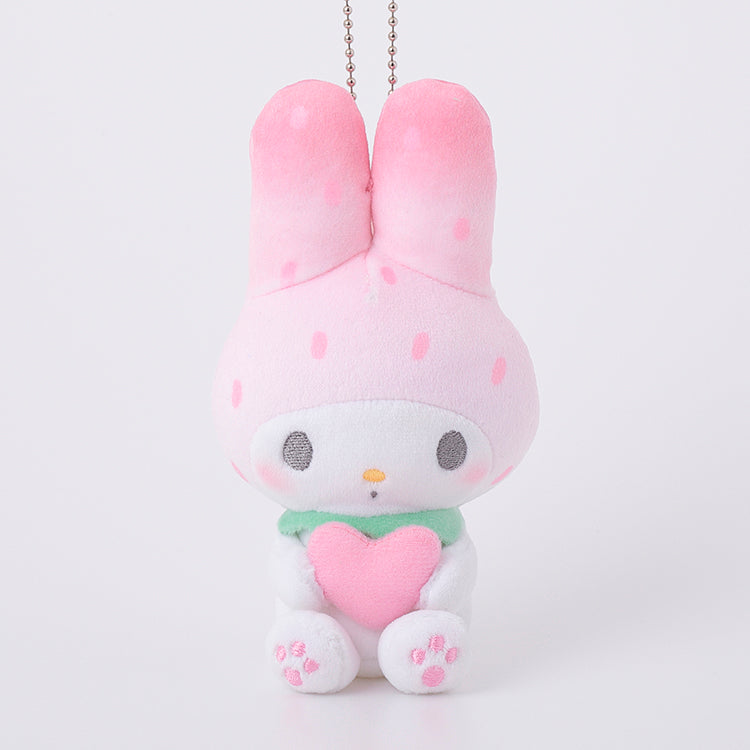 [STRAWBERRY] "My Melody Girly Pop Heart Munyugurumi" Plush Keychain