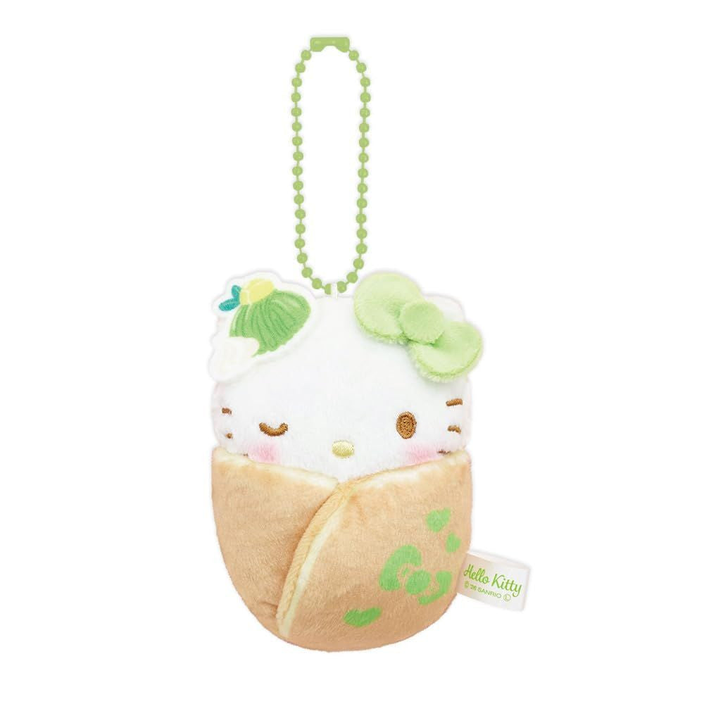 [DORAYAKI] "Hello Kitty Matcha Sweets" Swaddling Plush Keychain