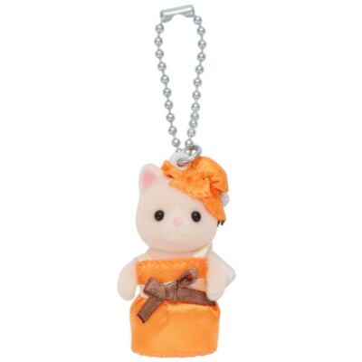 [ORANGE DRESS SILK CAT] "Sylvanian Families" Keychain