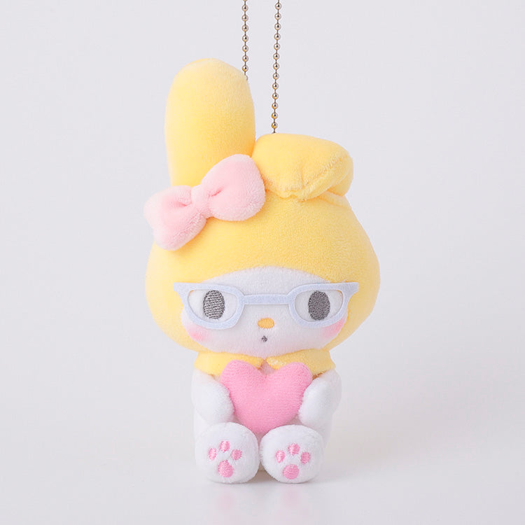 [YELLOW GLASSES] "My Melody Girly Pop Heart Munyugurumi" Plush Keychain