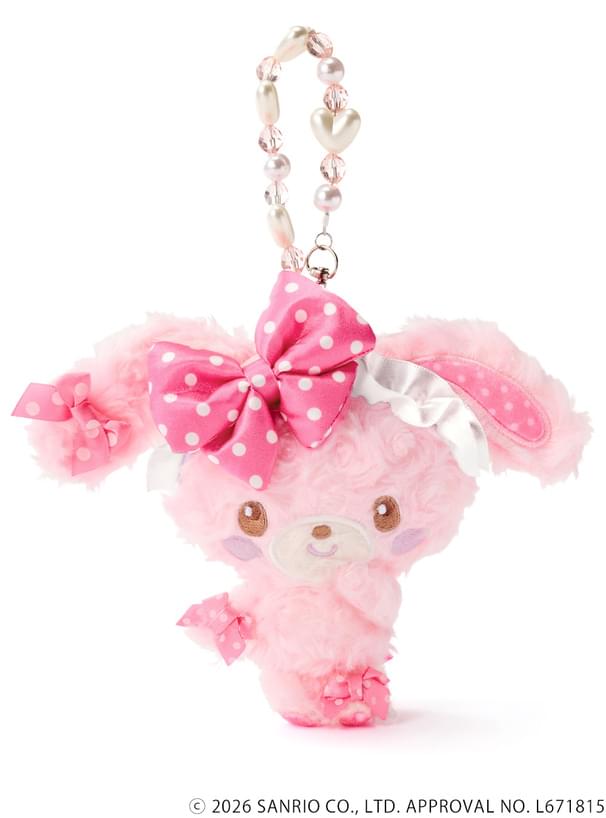 [BONBON RIBBON] "GRL x Sanrio Head Dress Curly Fur Face" Plush Keychain