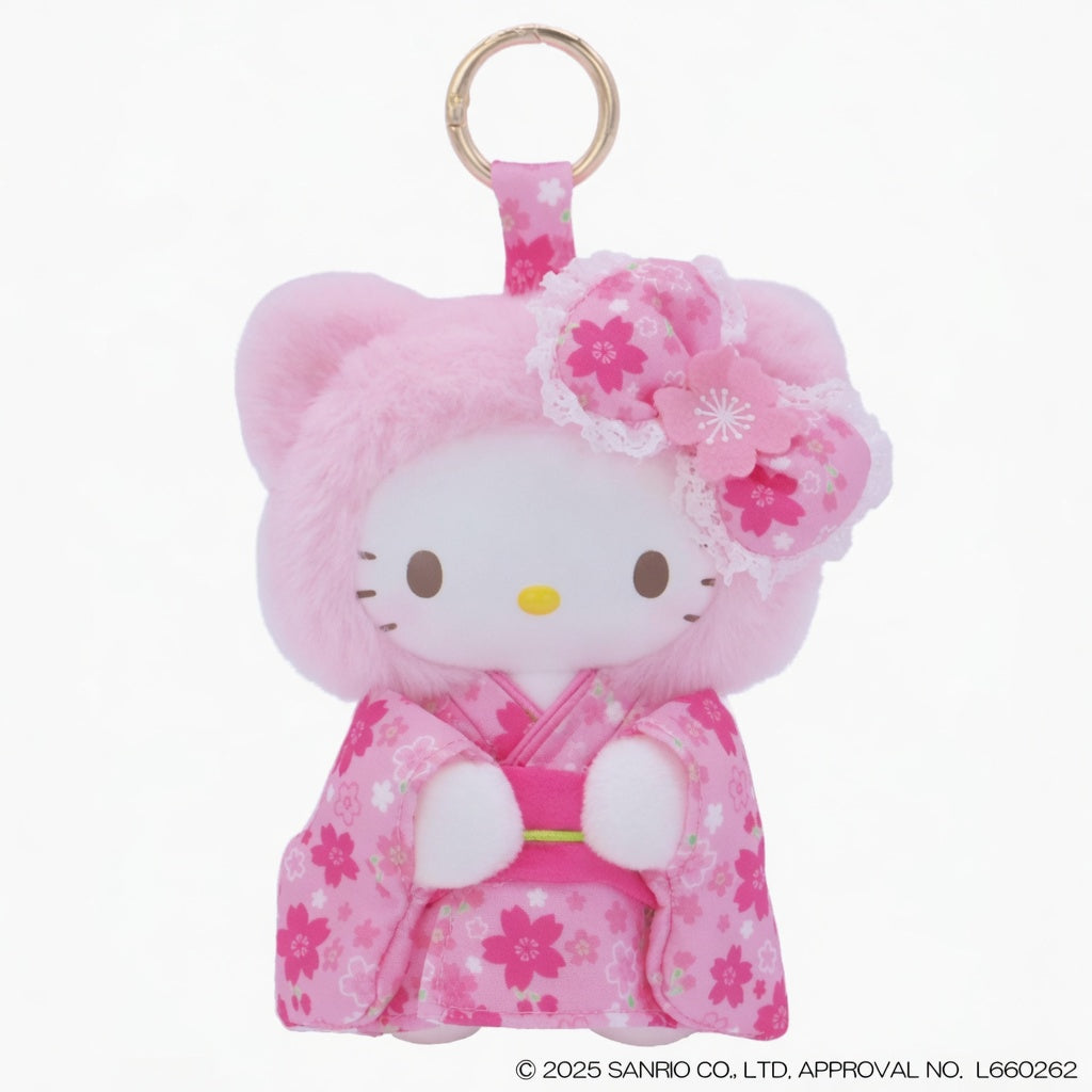 [SAKURA BEAR] "Hello Kitty Fine Face Mini" Plush Keychain