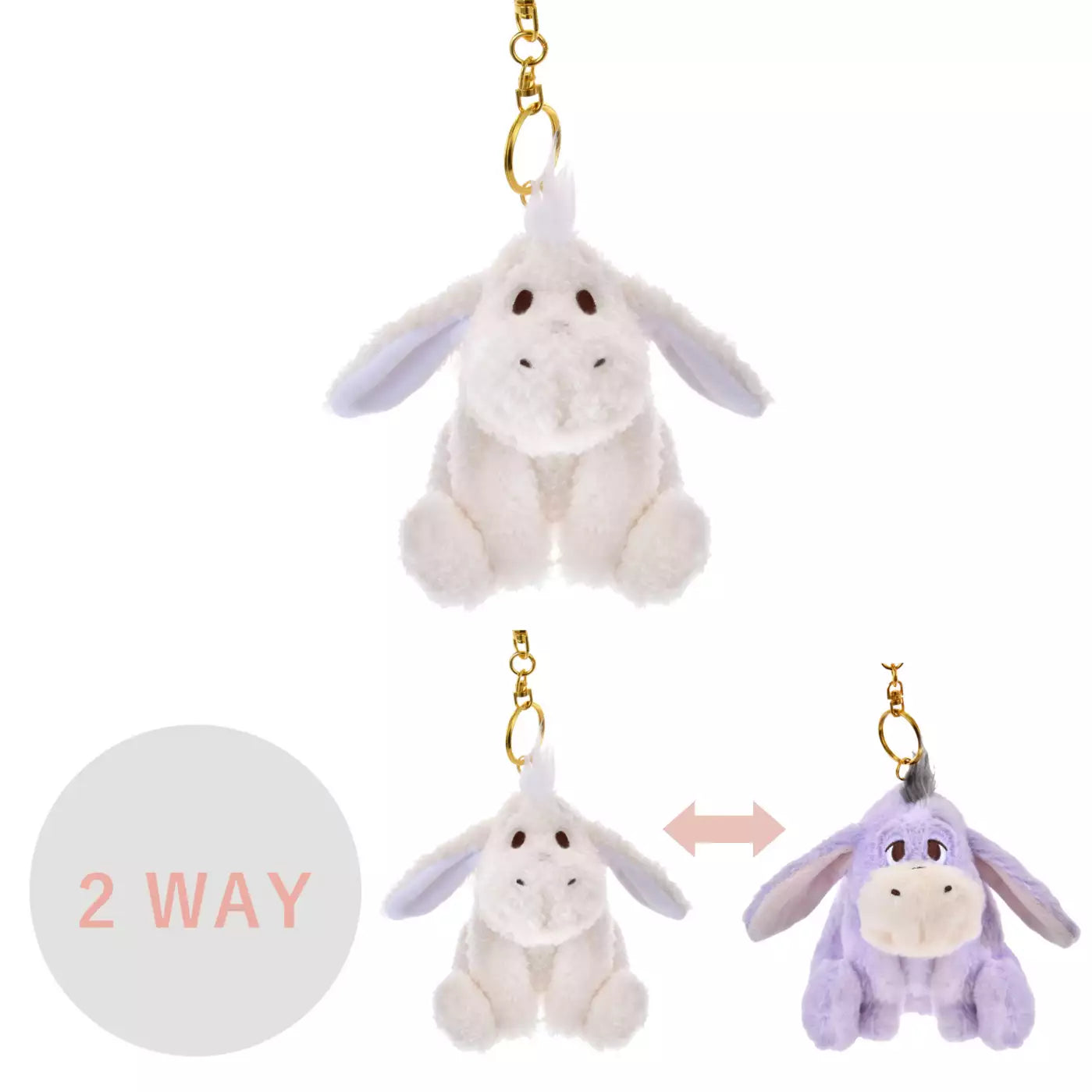 [EEYORE] "WHITE POOH 2WAY" Plush Keychain