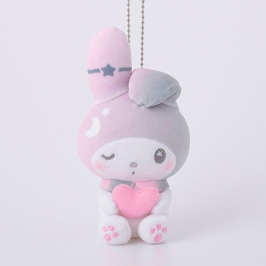 [NIGHT GRAY] "My Melody Girly Pop Heart Munyugurumi" Plush Keychain