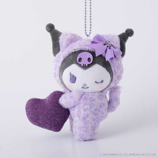 [KUROMI] "Sanrio Leopard Heart Boa" Plush Keychain