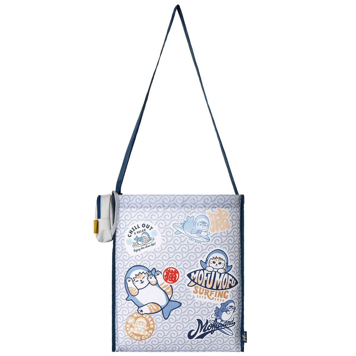 [WHITE] "Mofusand BOARD SHARK!" Eco Bag in Mini Backpack Pouch
