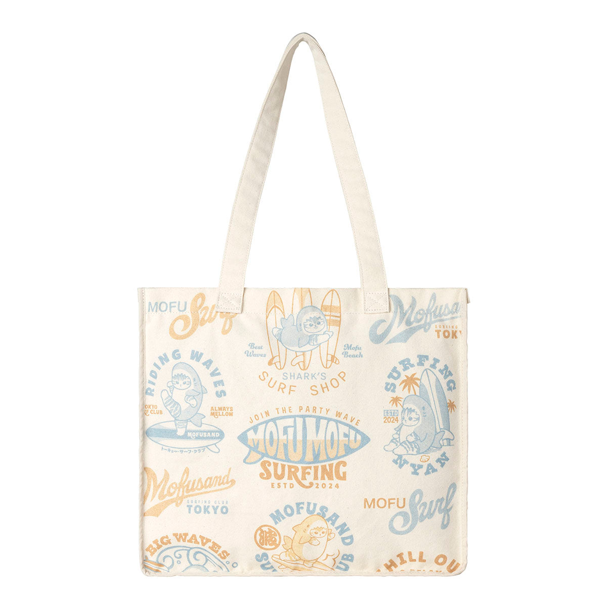 "Mofusand BOARD SHARK!" Square Tote Bag