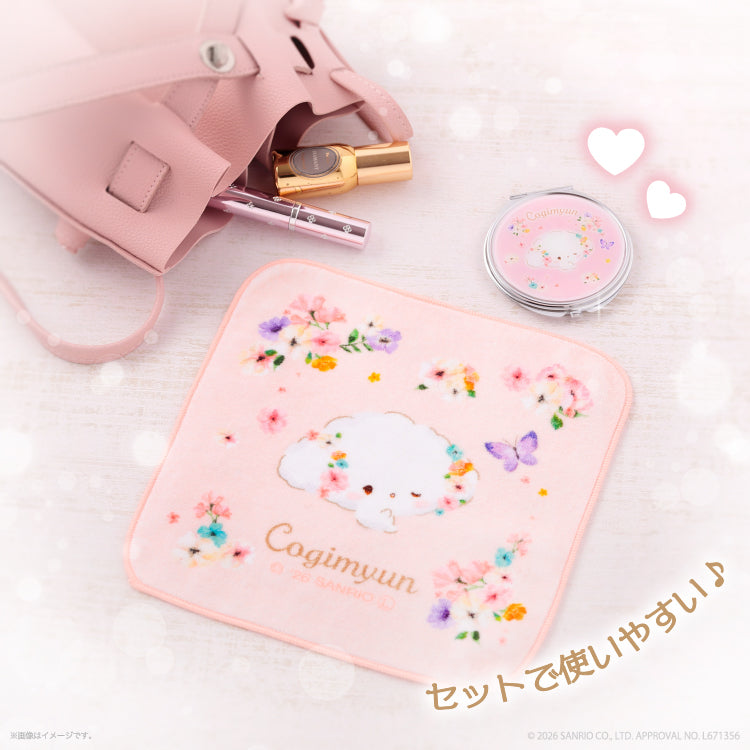 [HELLO KITTY] "Sanrio Watercolor Floral" Hand Towel & Compact Mirror Set