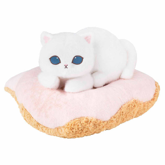 "Mofusand COFFEE AND DONUTS" Big Cushion & White Cat Plush