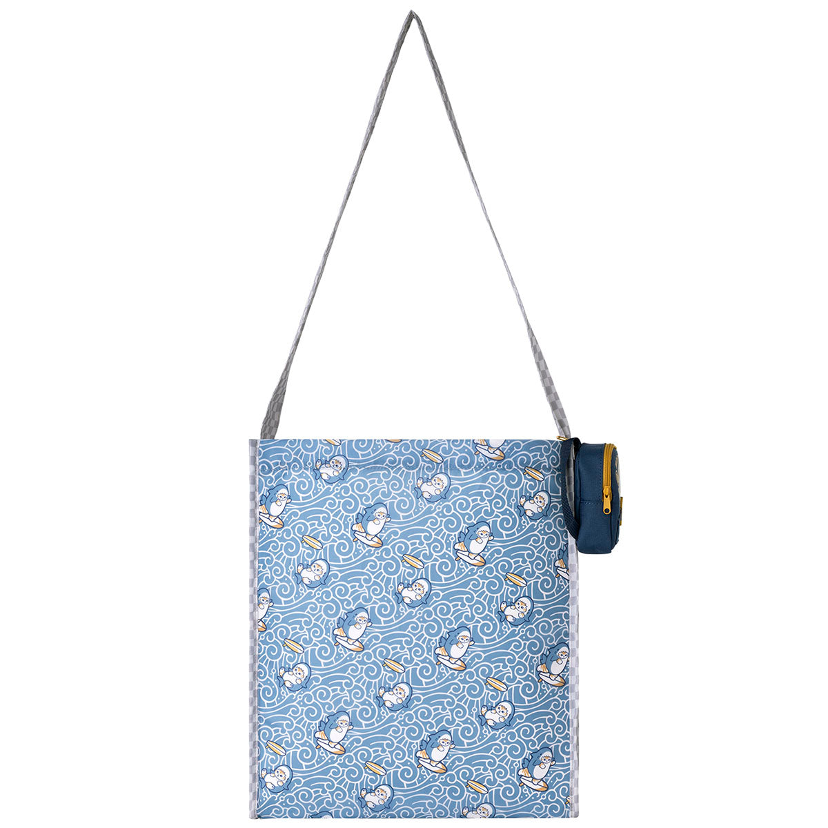[BLUE] "Mofusand BOARD SHARK!" Eco Bag in Mini Backpack Pouch