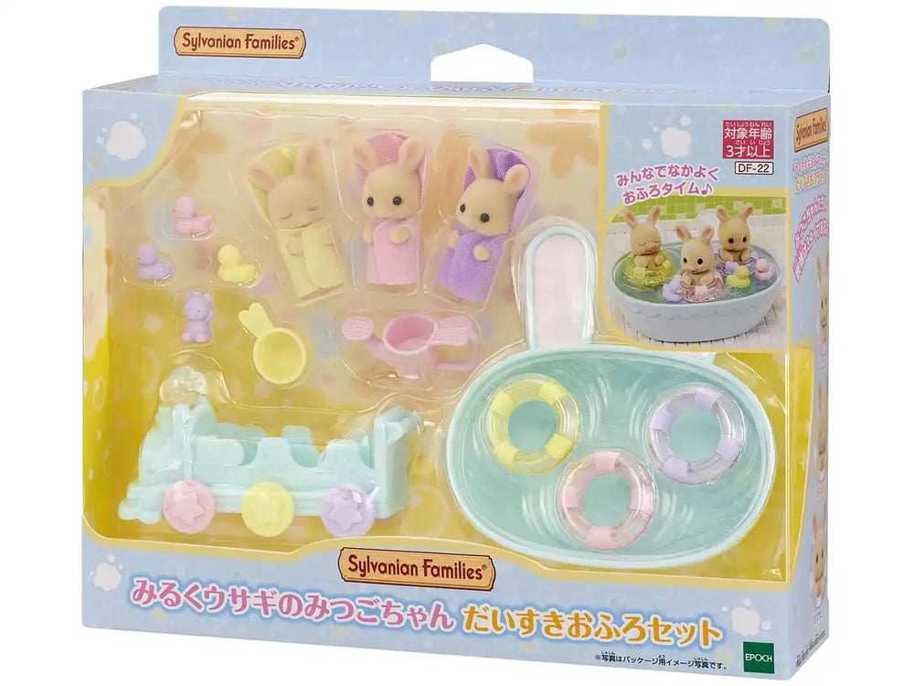 "Sylvanian Families Milk Rabbit Mitsugo-chan Love Bath" Set