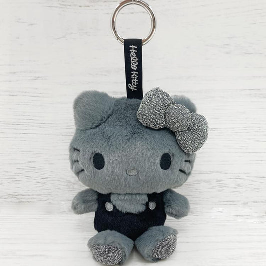 [BLACK] "Hello Kitty Fuwafuwa Glitter" Plush Keychain