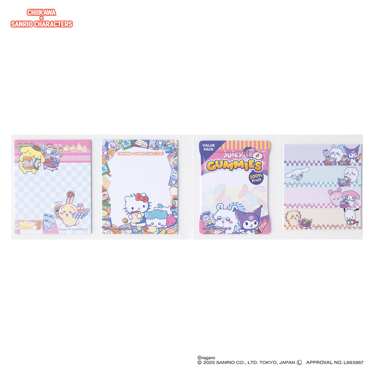 "Chiikawa x Sanrio Supermarket" Patapata Sticky Notes