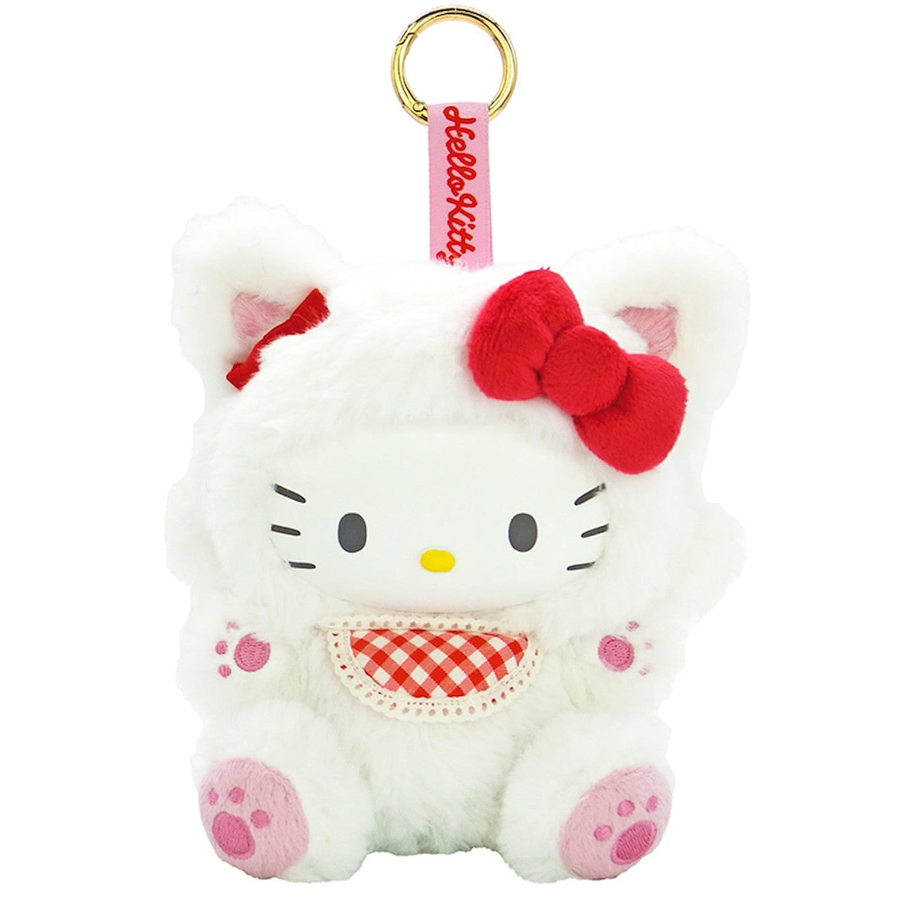 [WHITE] "Hello Kitty Fine Face Cat" Plush Keychain