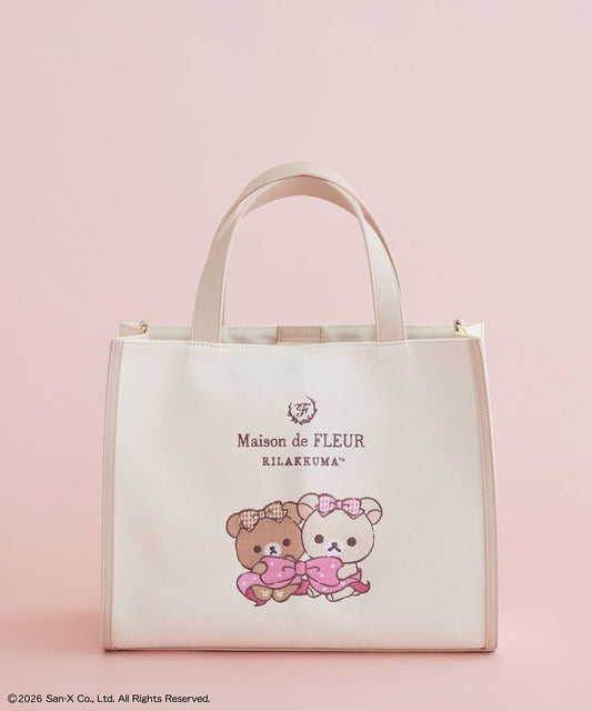 "Maison de FLEUR x Rilakkuma" Canvas 2 Way Square Tote Bag