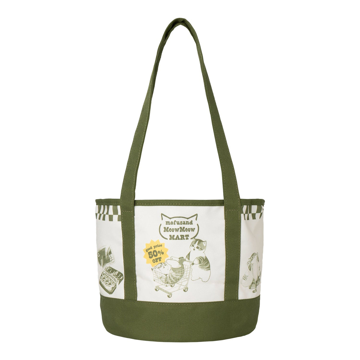 "Mofusand Meow Meow MART" Round Bottom Drawstring Tote Bag