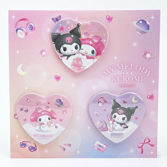 "My Melody & Kuromi Pastel Dreamland" Heart Can Badge  Set