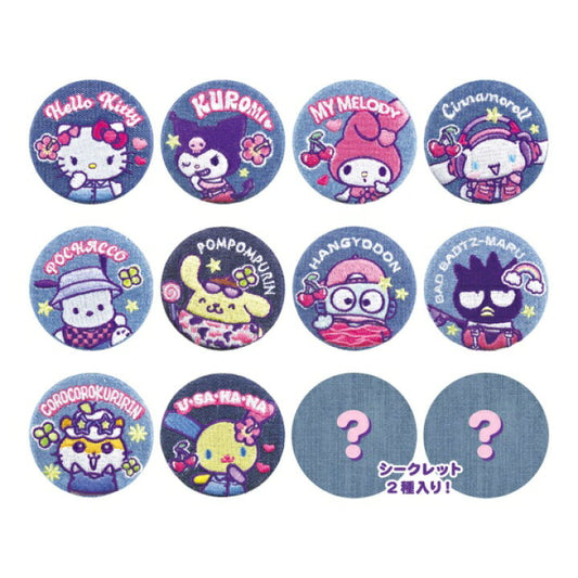 "Sanrio Denim Embroidered Can Badge" Blind
