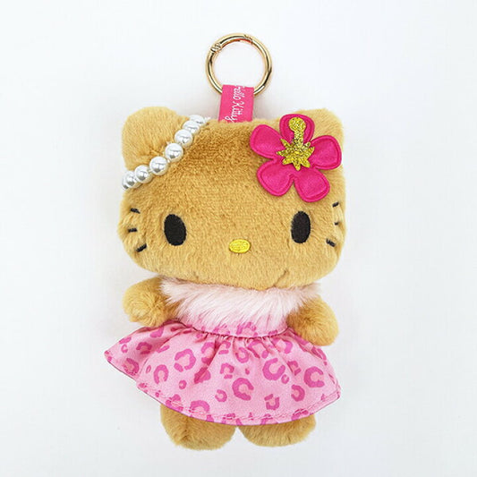 [HELLO KITTY / PINK] "Sanrio Suntan Leopard" Plush Keychain