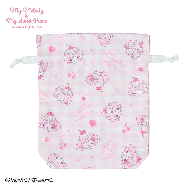 [GINGHAM] "My Melody & My Sweet Piano DOLLY MIX PETIT" Drawstring Bag