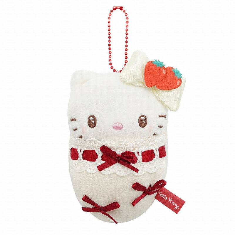 [HELLO KITTY] "Sanrio Shortcake & Sky Blue Cherry Cake" Baby Plush Keychain