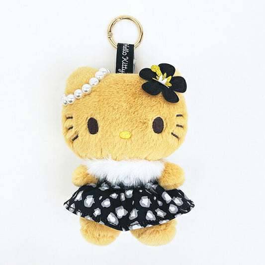 [HELLO KITTY / BLACK] "Sanrio Suntan Leopard" Plush Keychain