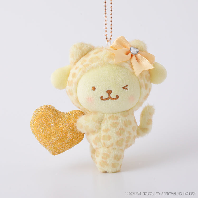 [POMPOMPURIN] "Sanrio Leopard Heart Boa" Plush Keychain