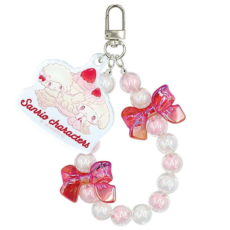 [MY MELODY / MY SWEET PIANO] "Sanrio Shortcake & Sky Blue Cherry Cake Okurumi" Candy Beads Keychain