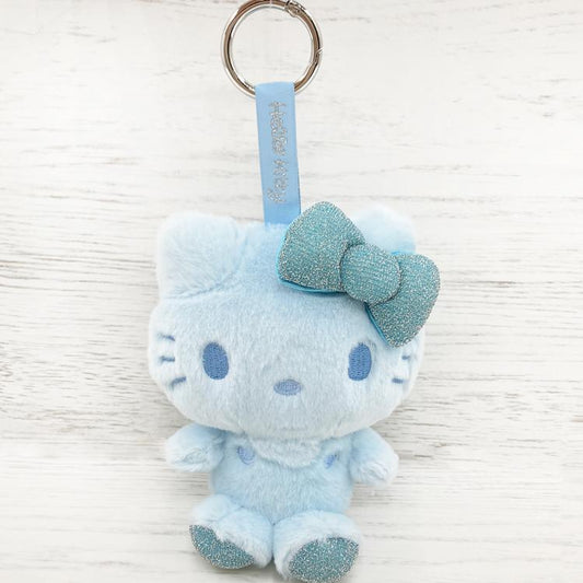 [BLUE] "Hello Kitty Fuwafuwa Glitter" Plush Keychain