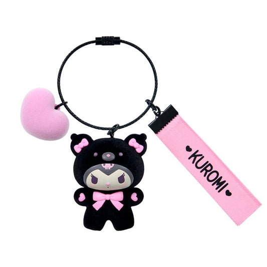 [KUROMI] "Sanrio Black Animals" Flocky Keychain